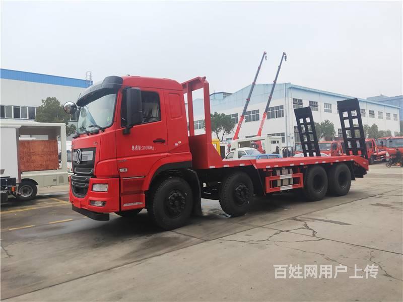 【图 前四后八板车 东风d7 350马力 30吨挖机拖车 淮南凤台货车