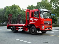 国六东风单桥平板车  玉柴170马力拖勾机平板车  玉柴17