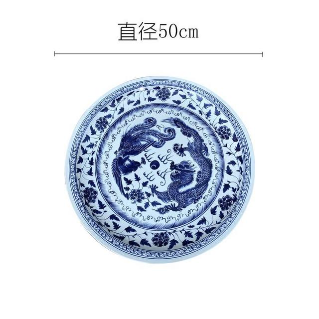 景德镇陶瓷平盘菜碟盘家用餐具盘子圆形青花大盘鸡汤盘的图片