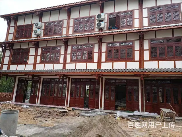湖北宜昌中式花格木门实木雕花门窗 - 图片 1