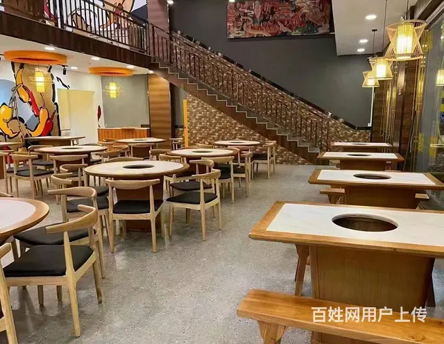 火锅卡座桌椅定制厂家圆火锅桌椅包间火锅桌8人火锅桌 - 图片 4