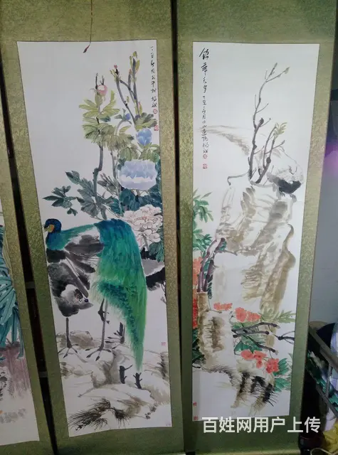4屏花鸟立轴【包手绘】135X30Cm - 图片 6