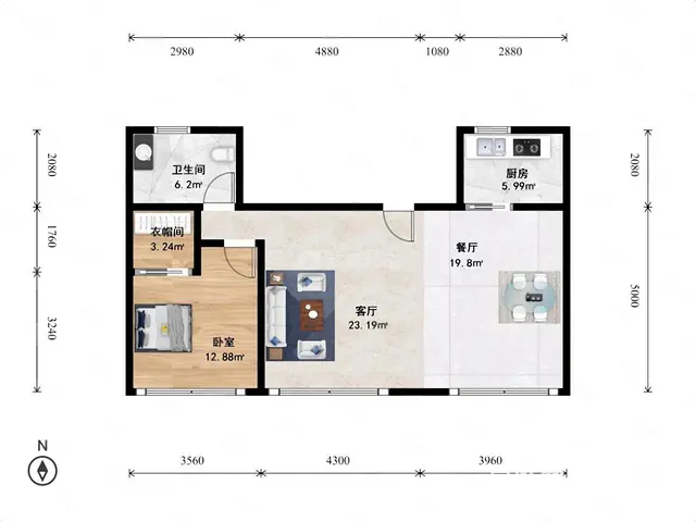 彩虹城    天寓  1室  2厅 - 图片 8