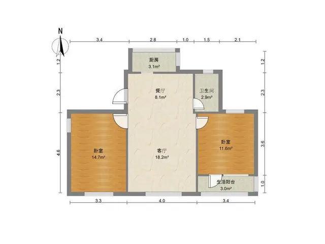 安居园南区 2室2厅75.71m?整租 - 图片 9