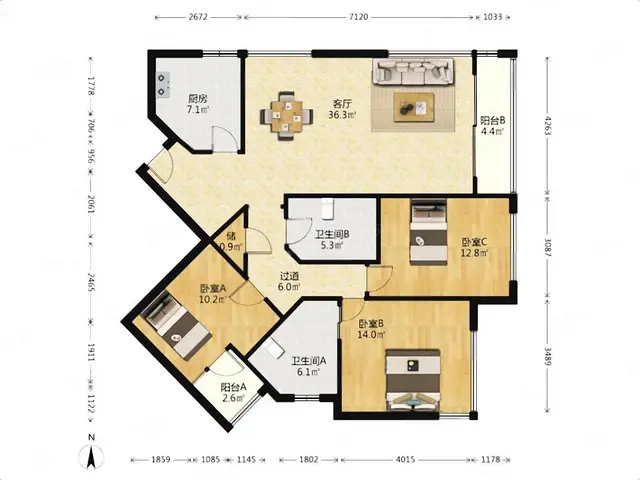 彩虹城经典3房，小江景，高楼层，精装修，诚心卖 - 图片 10