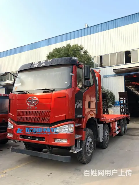 解放J6前四后八平板车 运输大型挖机摊铺机拖板车 - 图片 2