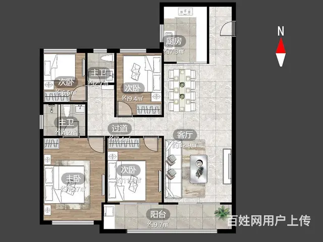 璞樾门第 4室2厅 精装修 - 图片 11