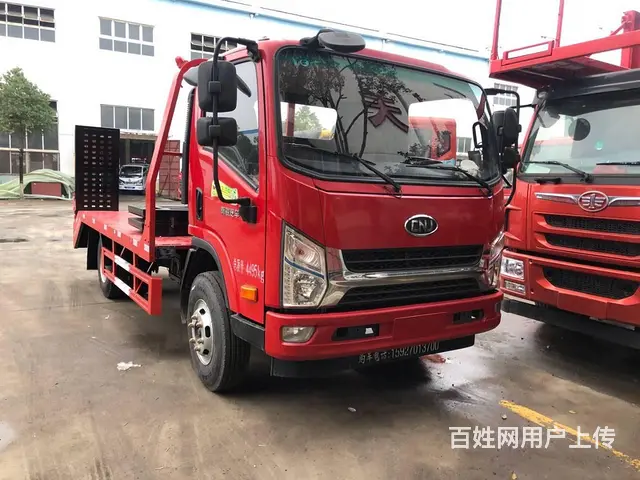 拉80挖掘机4米2蓝牌大运平板运输车挖机平板拖车 - 图片 3