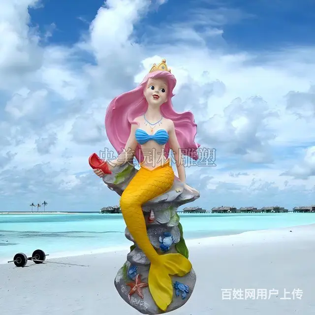 海平面的孤寂美人鱼雕塑，美人鱼雕塑 - 图片 2