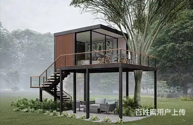 枣房轻钢别墅  枣庄金属雕花板房  枣庄木屋凉亭岗亭 - 图片 4
