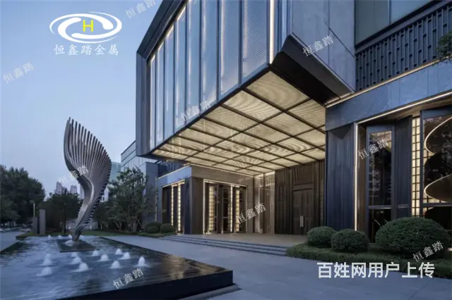 龙湖天奕售楼部门前不锈钢雕塑 镜面水景雕塑作品 - 图片 2