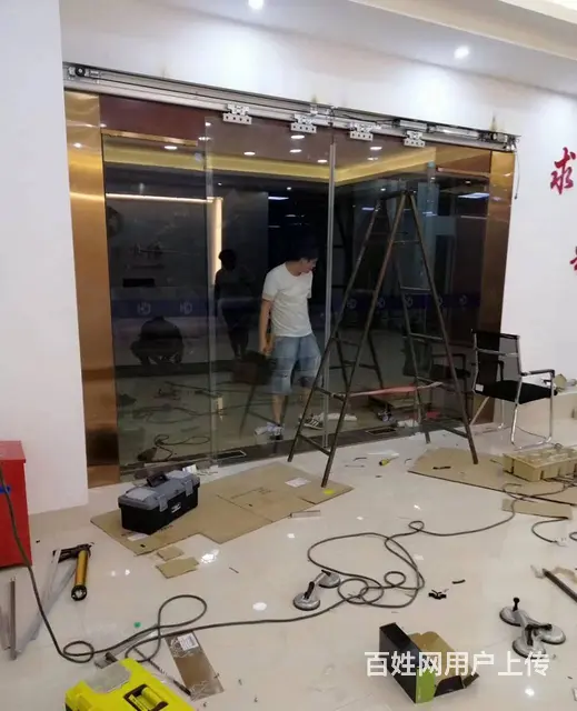 泉州自动感应门安装维修/双开红外自动感应玻璃门 - 图片 2