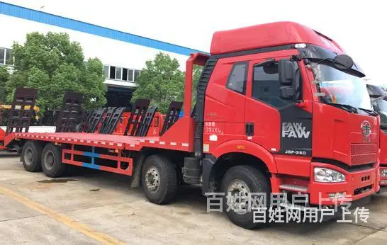 锡柴350马力解放前四后八平板车 拉360挖掘机平板拖车可按 - 图片 5