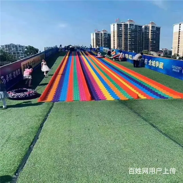 户外大型彩虹滑道出租一片好玩的七彩滑道租赁 - 图片 3