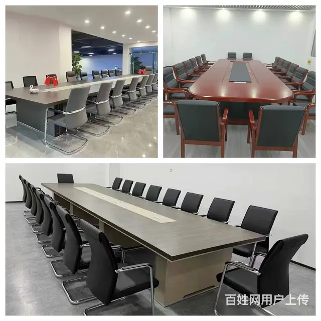云飞椭圆会议桌长条桌洽谈会议室桌可定制实木皮油漆桌 - 图片 1