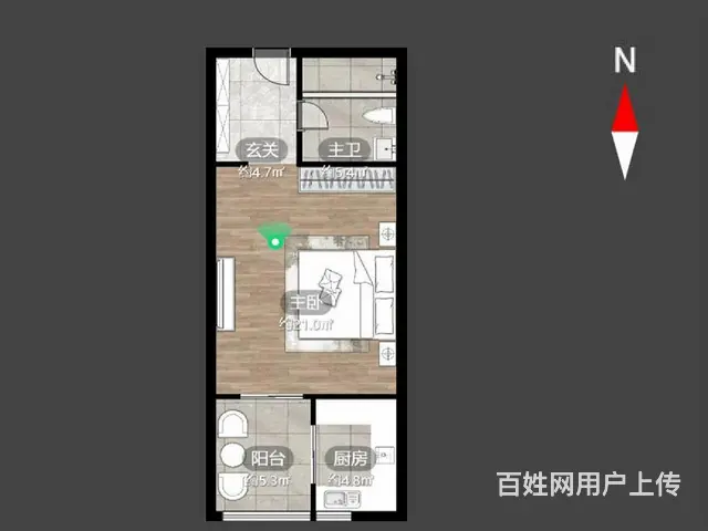 新上！精装一室一厅新北万达广场楼层好 民用水电带燃气可租可住 - 图片 9