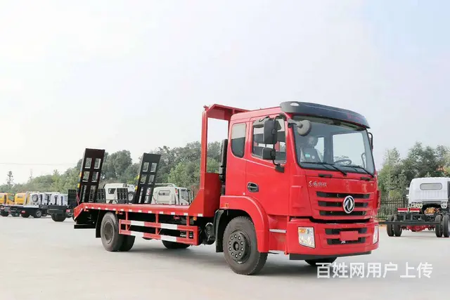 国六东风锦程　平板车厂家价格 拖180挖掘机拖板车 - 图片 4