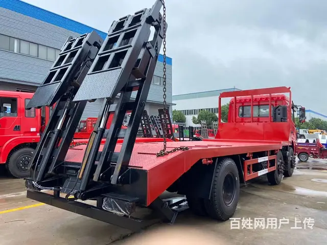 黄南哪里买25吨挖机解放前四后四平板车小三轴拖车 - 图片 6