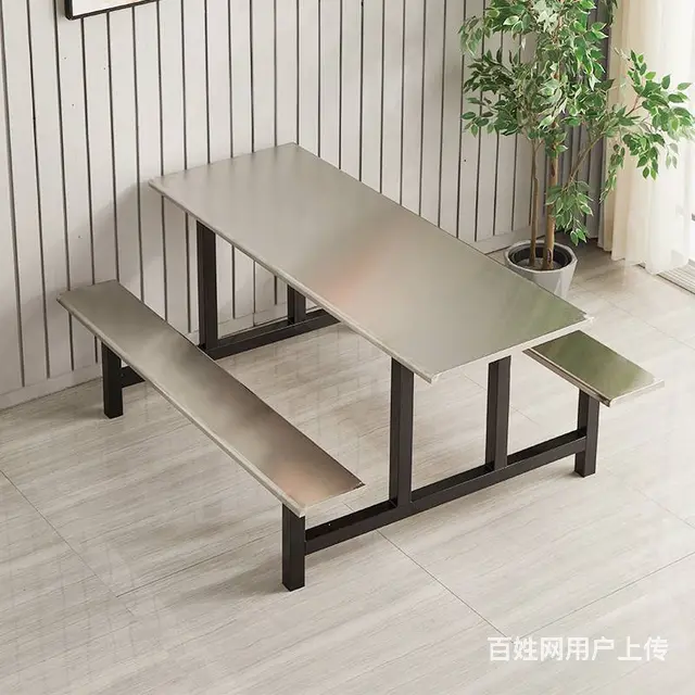 不锈钢快餐桌员工食堂饭店4人6人位餐桌 - 图片 1