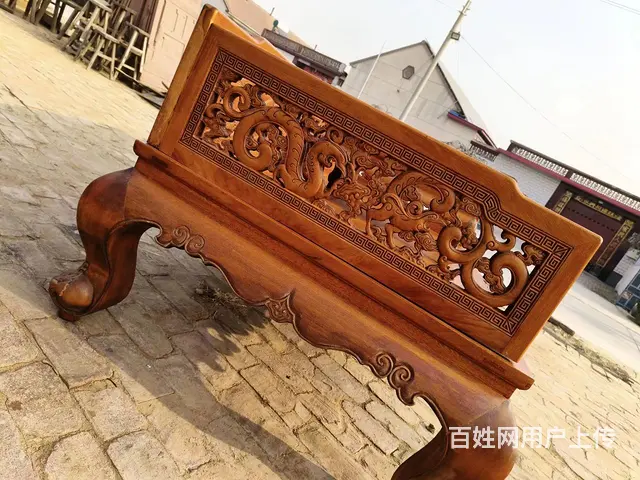 爆款，经典明式做工花梨木罗汉床二件套，围板为整板雕 - 图片 4