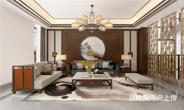 新中式|300平米常州得园别墅装修案例 - 图片 1