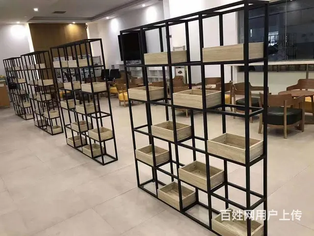 博古架仓储货架，超市货架，钢木结合货架，支持定制 - 图片 1