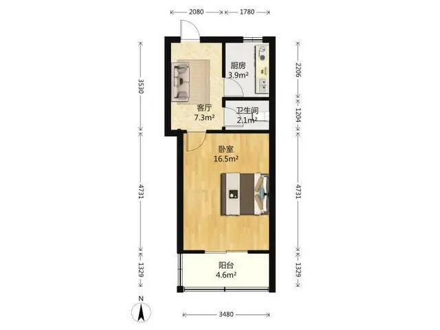悦郡城精装1房LOFT公寓克拉天玺东渡酩悦都会风华红街公寓 - 图片 5