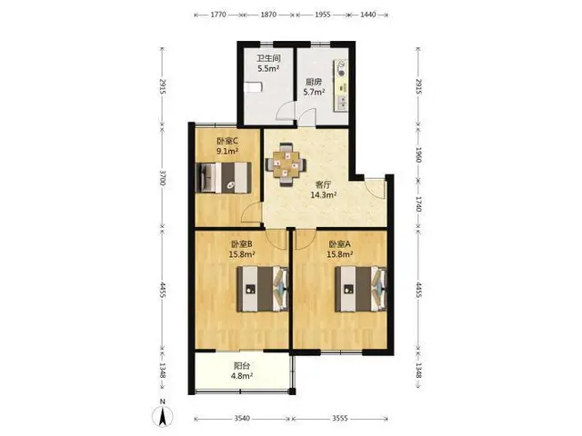 半岛花园电梯中层2室2厅1卫设施齐全，2000/月 - 图片 11