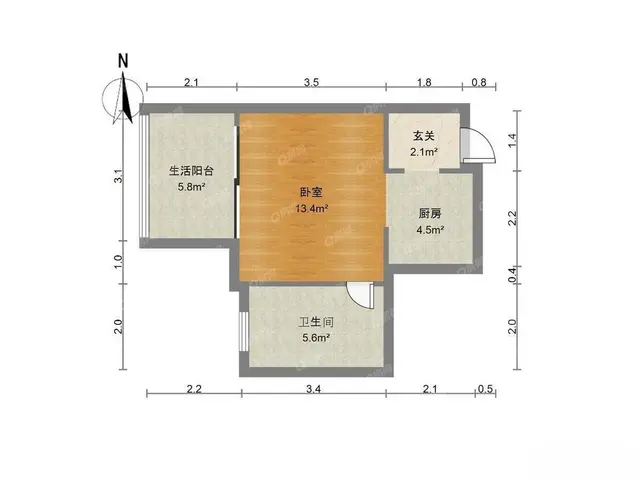 华发商都旁 中信红树湾花园 1室1厅1卫1阳1厨 50平 - 图片 5