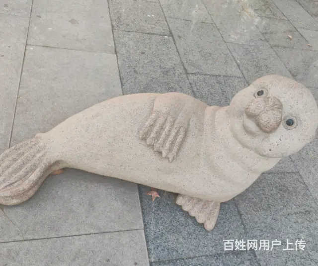 动物雕塑#石雕海豹 - 图片 1