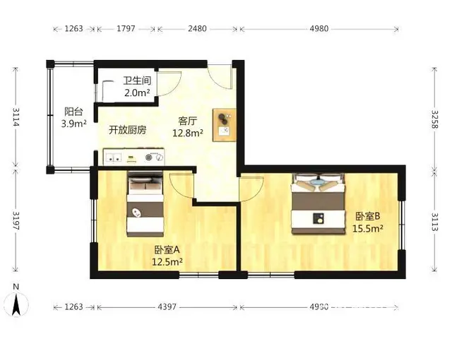 南大街 大悦城 振华国际广场 精装两室 家电齐全 拎包入住 - 图片 9