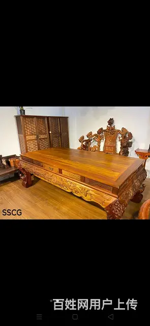 滿工雕龍超大 ‖ 老板桌 九龍寶座一套  雕刻精緻 - 图片 2