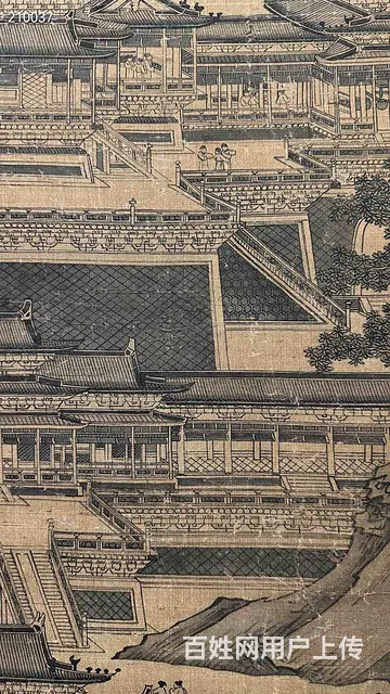 宋代 张择端 绢本 飞阁流图 象牙轴头  画心宽6 - 图片 7