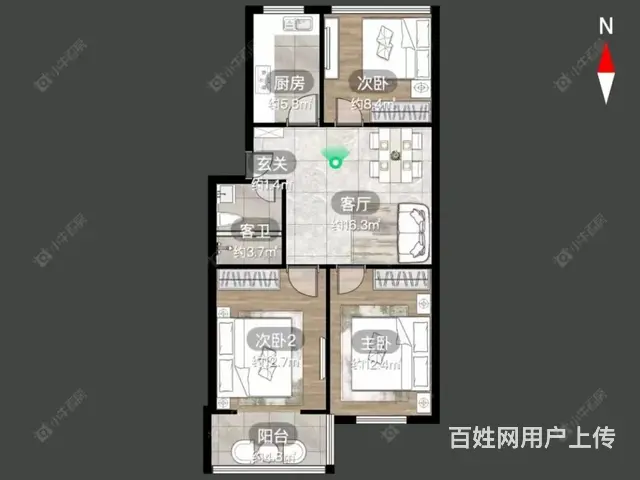 遥观剑湖圩墩戚墅堰精装三居室，送车库 - 图片 6