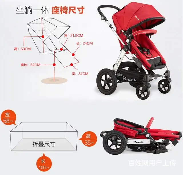 Pouch婴儿推车宝宝手推车童车夏季高景观避震 - 图片 7