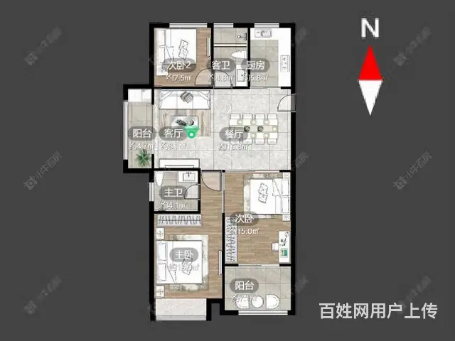 诚售纯毛坯 可随意装修 中上楼层 三开间朝南（双卫）随时看房 - 图片 11