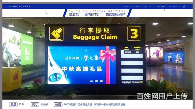 海南海口三亚美兰凤凰机场到达厅灯箱LED显示屏广告 - 图片