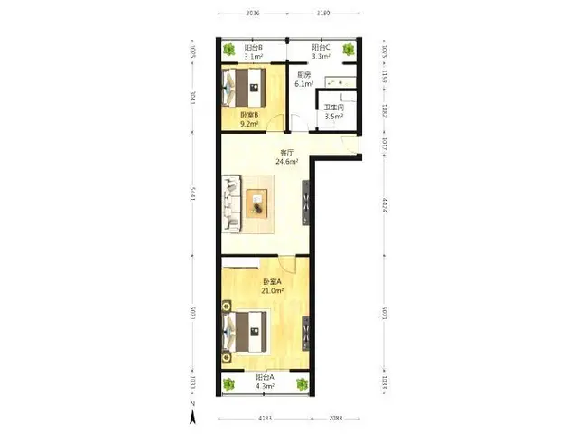 万达大悦城南洪街附近2室1厅设施全 - 图片 7