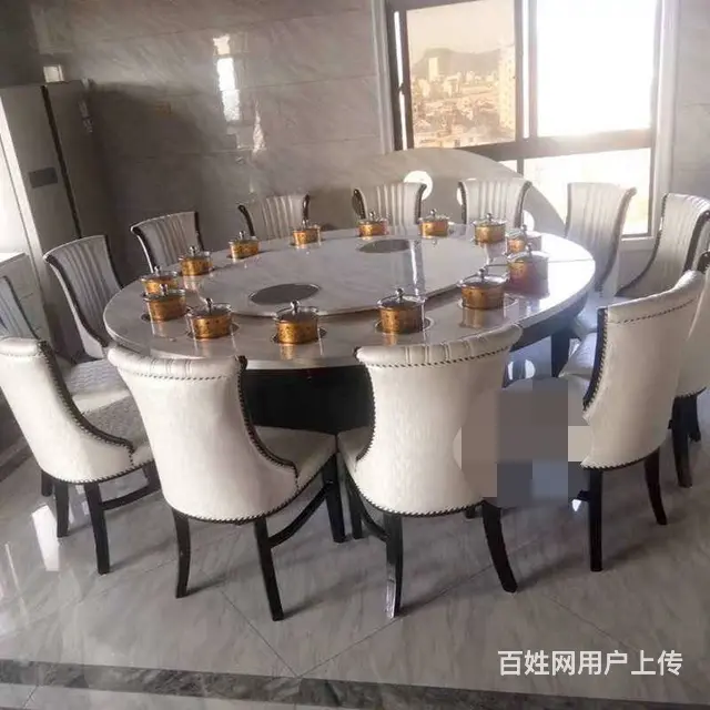 火锅卡座桌椅定制厂家圆火锅桌椅包间火锅桌8人火锅桌 - 图片 6
