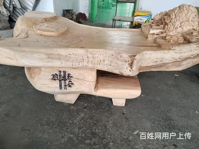 出售，自己用百年的梨树，雕刻的茶台 - 图片 3