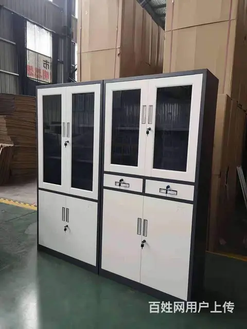 档案柜财务凭证柜钢制书柜员工储物柜带锁通玻璃门 - 图片 1