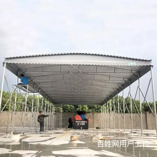 大型移动推拉雨棚户外排档帐篷收缩遮阳停车活动仓库电 - 图片 4