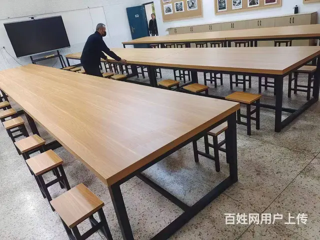 全新折叠会议桌培训桌椅职员酒店教育长条形移动桌吧台 - 图片 5