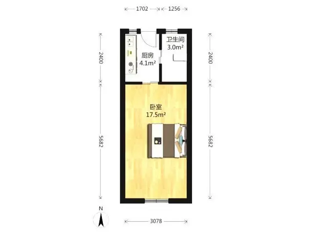 创富中心 1室1厅设施全拎包入住 - 图片 9