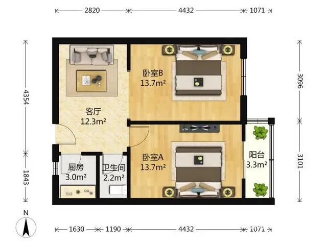 整租月付 彩虹新村 附二院市政府 三香广场 桐泾北路 体育场 - 图片 10