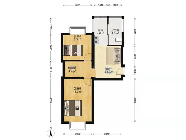 房东直租 沈阳市皇姑区 医大四院北面 新铁小区 2室1厅1卫 - 图片 1