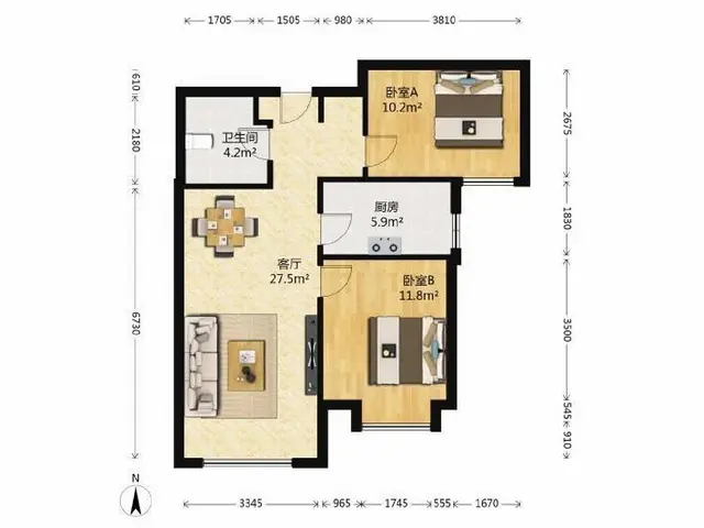 御龙山水(西区)，90平，中装2室900元 - 图片 10