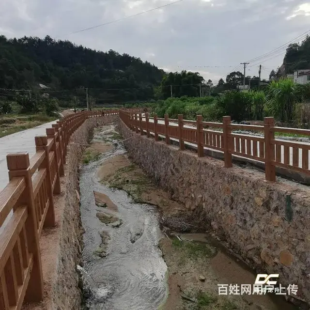 公园栏杆水泥仿木护栏户外园林河道景观 - 图片 2