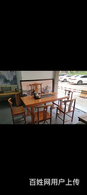 茶桌高端高级泡茶桌大板办公桌茶几展示博古货架办公桌 - 图片 3