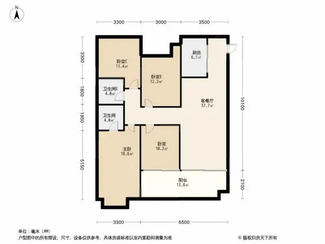 城东新区千亩教育大盘122平米，四房两厅两卫 - 图片 11